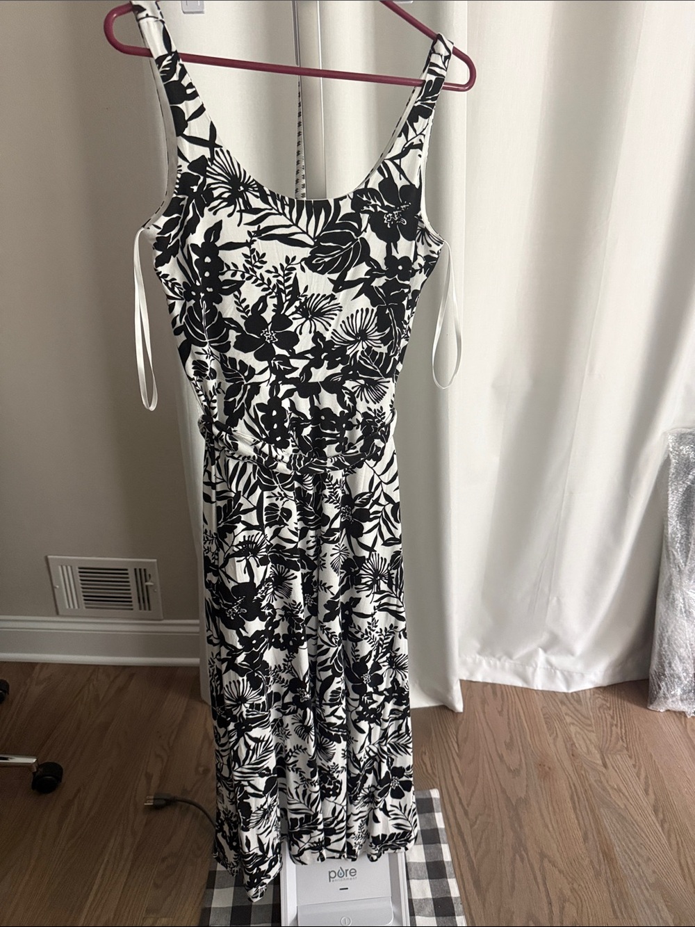 LOFT Black and White Floral Maxi Dress